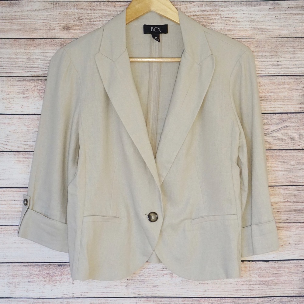 BCX Khaki Linen Blazer Size M - Like New!